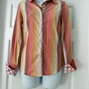 Robert Graham Striped Pink and Orange Women's Top
